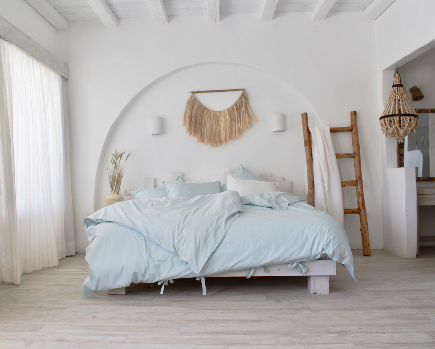 Cotton Percale Duvet Cover Set Seashore Aqua