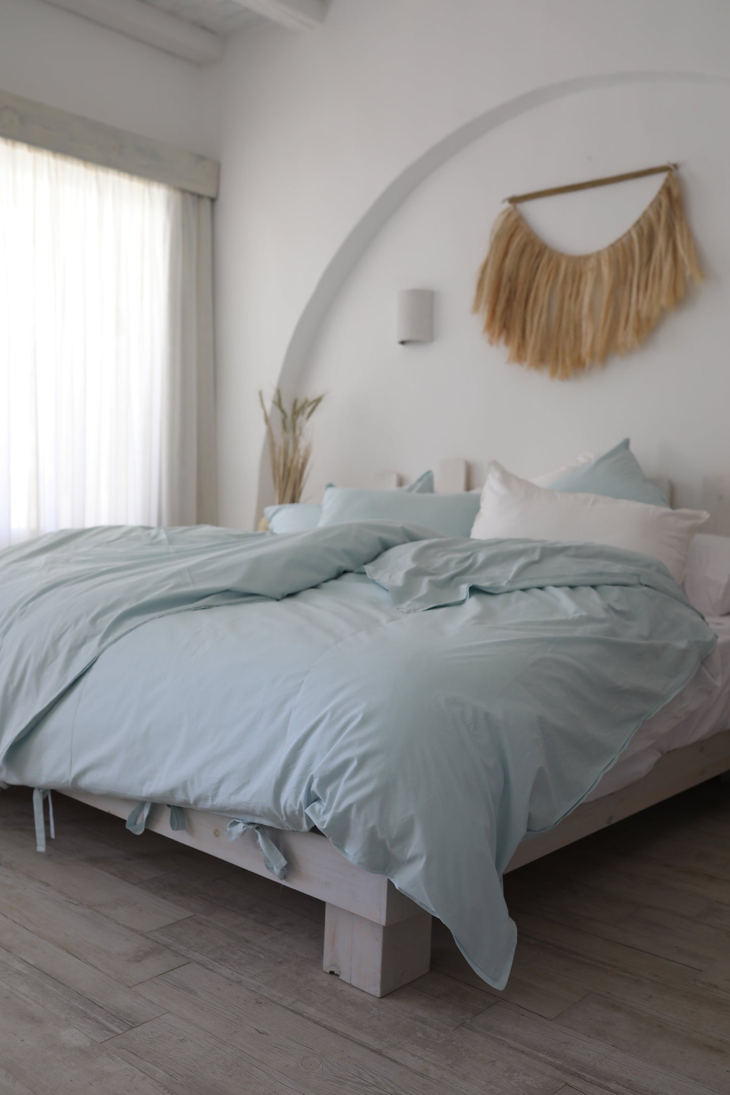 Cotton Percale Duvet Cover Set Seashore Aqua