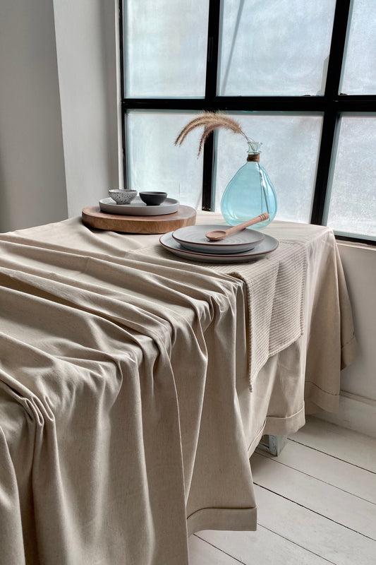 Linen Tablecloth Beige