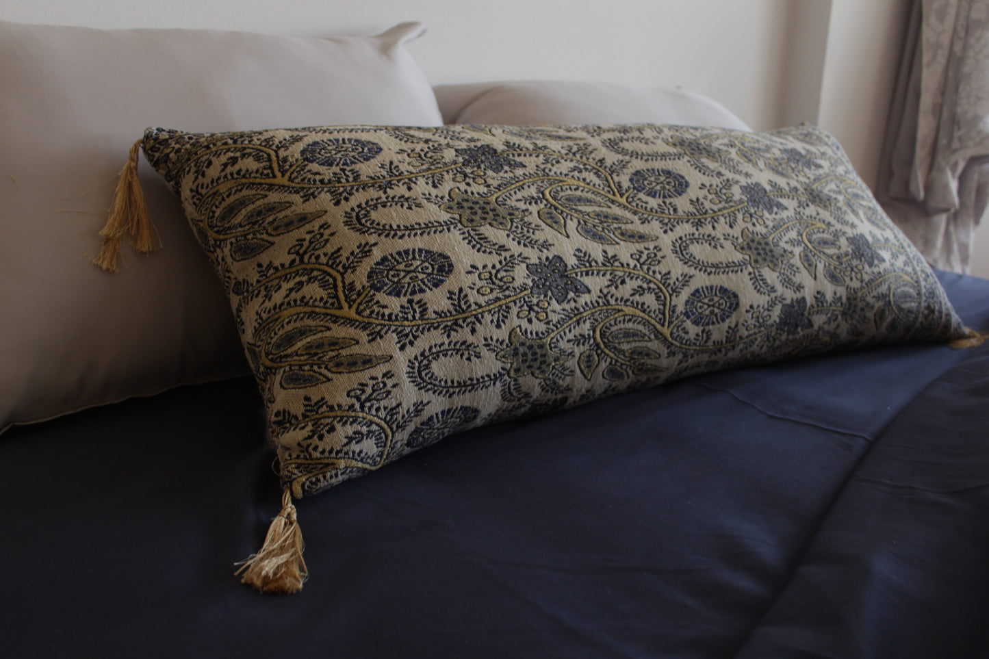 Ethnic Lumbar Pillow Large Grey