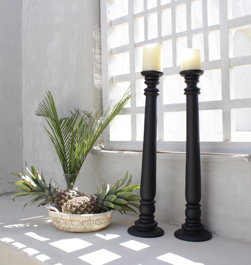 Tall Black Wooden Candle Holders