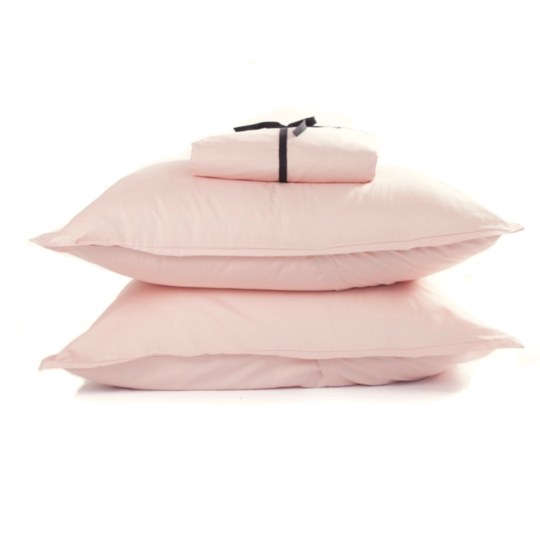 Cotton Sateen Minimalist Fitted Sheet Set Pale Rose